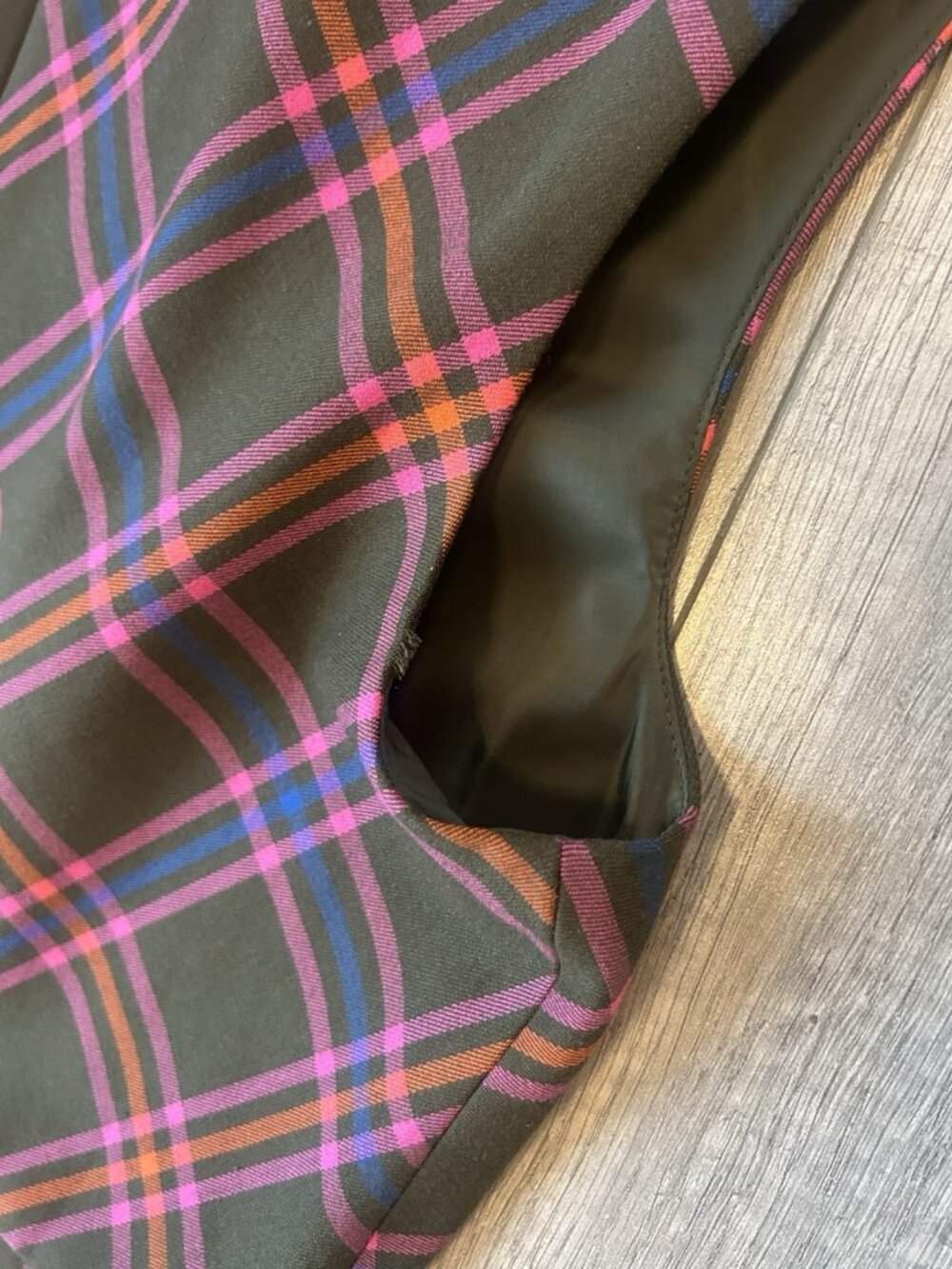 Trina Turk Delightful Dress A Line Plaid Dress Size 10 Brown Pink Wedding Guest - Picture 16 of 16